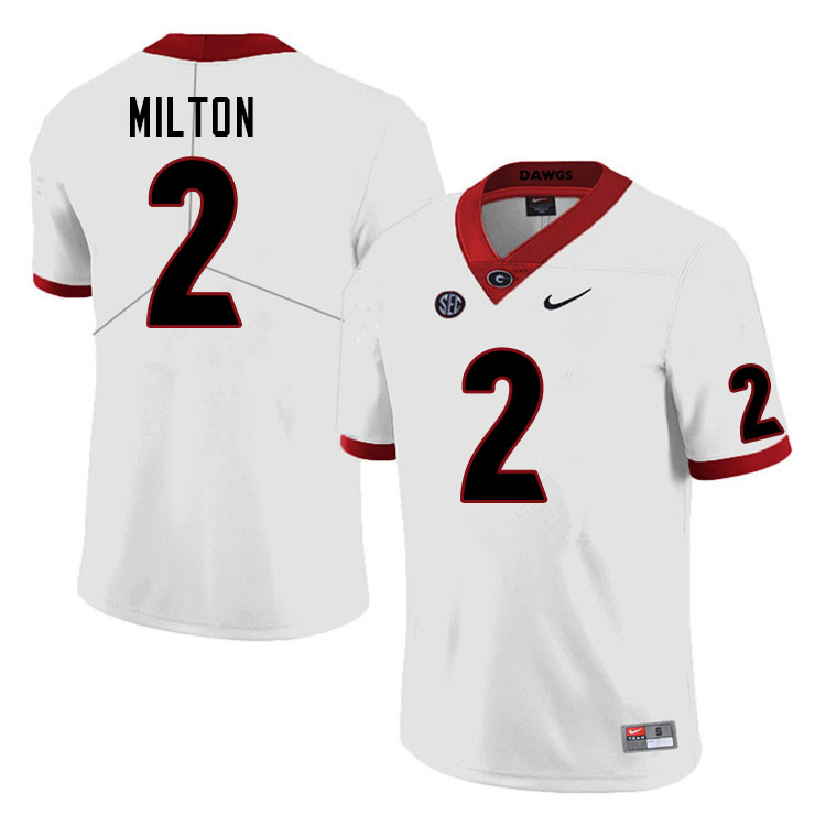 Men #2 Kendall Milton Georgia Bulldogs College Football Jerseys Sale-White - Click Image to Close